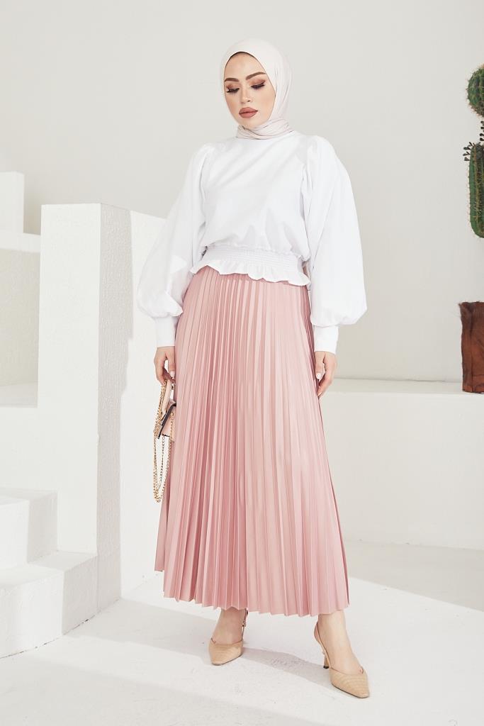 BNG Women Elastic Waist Ruffled Skirt Powder - Clermont