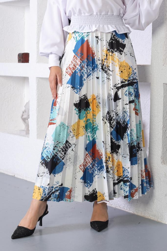 BNG Women Patterned Hijab Pleated Skirt Indigo - Clermont