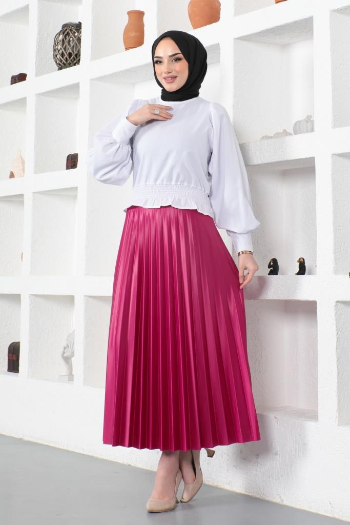 BNG Women Elastic Waist Ruffled Skirt Fuchsia - Clermont