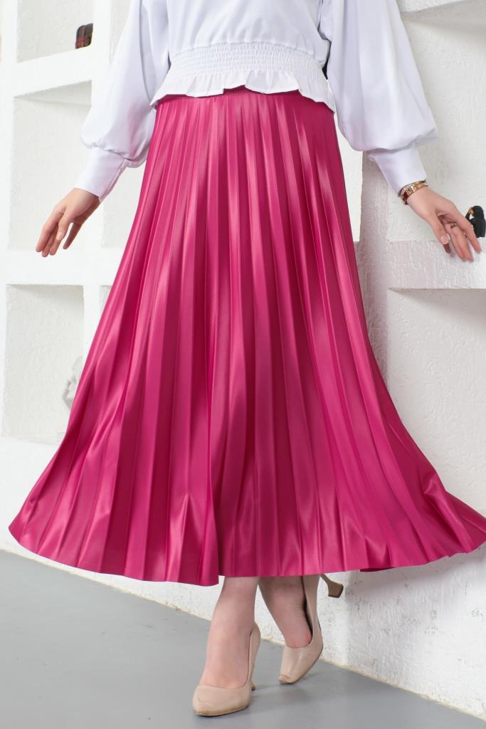 BNG Women Elastic Waist Ruffled Skirt Fuchsia - Clermont