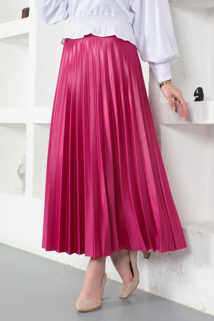 BNG Women Elastic Waist Ruffled Skirt Fuchsia - Clermont
