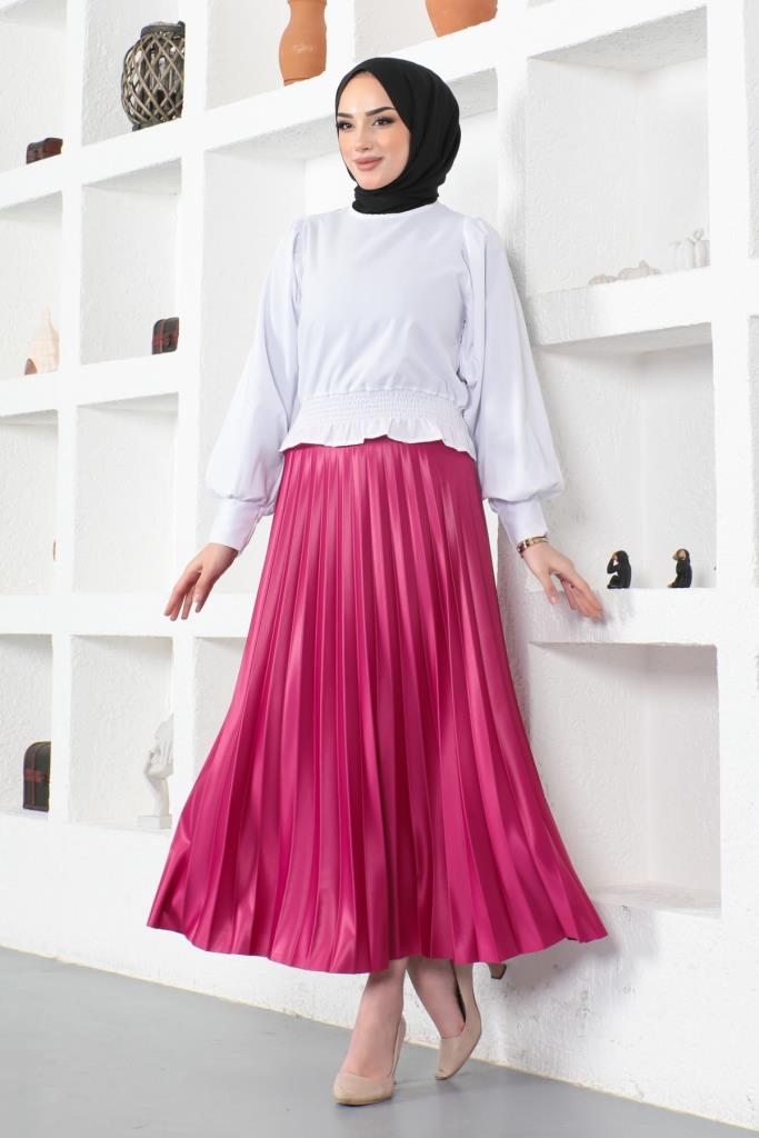 BNG Women Elastic Waist Ruffled Skirt Fuchsia - Clermont