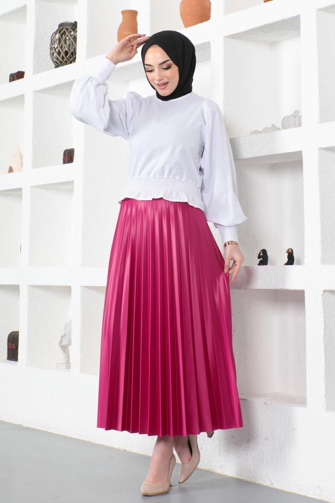 BNG Women Elastic Waist Ruffled Skirt Fuchsia - Clermont