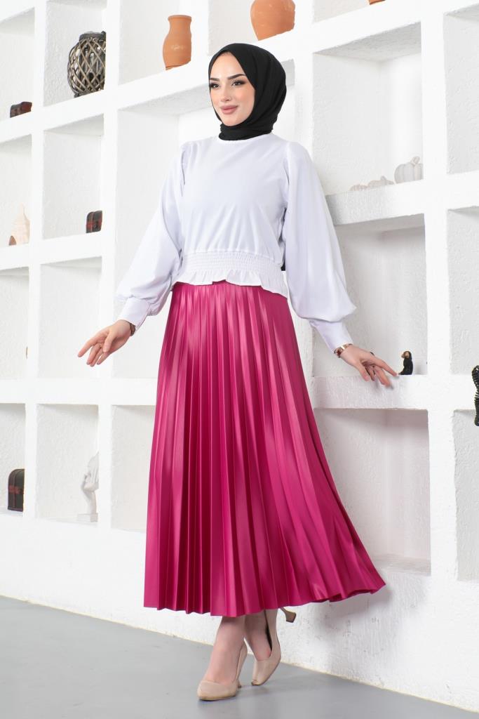 BNG Women Elastic Waist Ruffled Skirt Fuchsia - Clermont