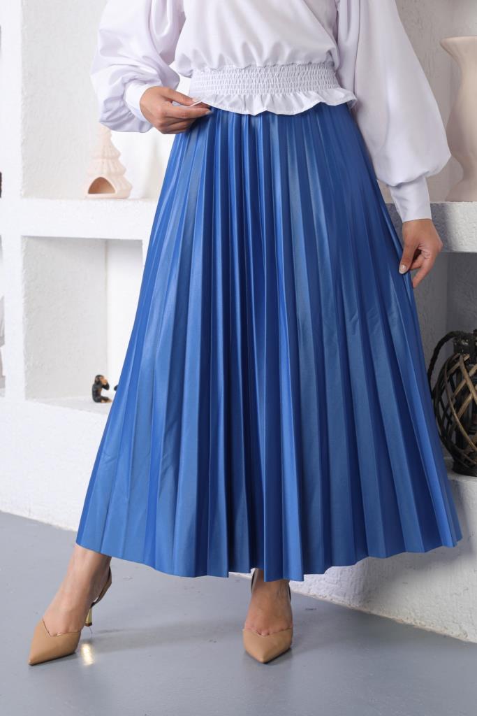 BNG Women Elastic Waist Pleated Hijab Skirt Sax - Clermont