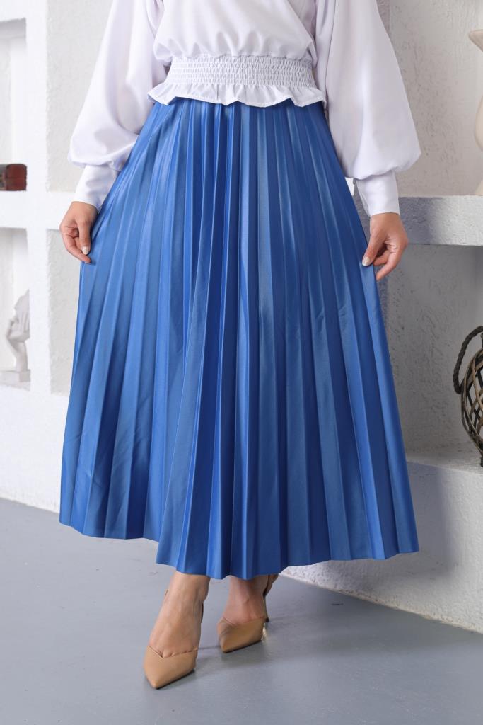BNG Women Elastic Waist Pleated Hijab Skirt Sax - Clermont