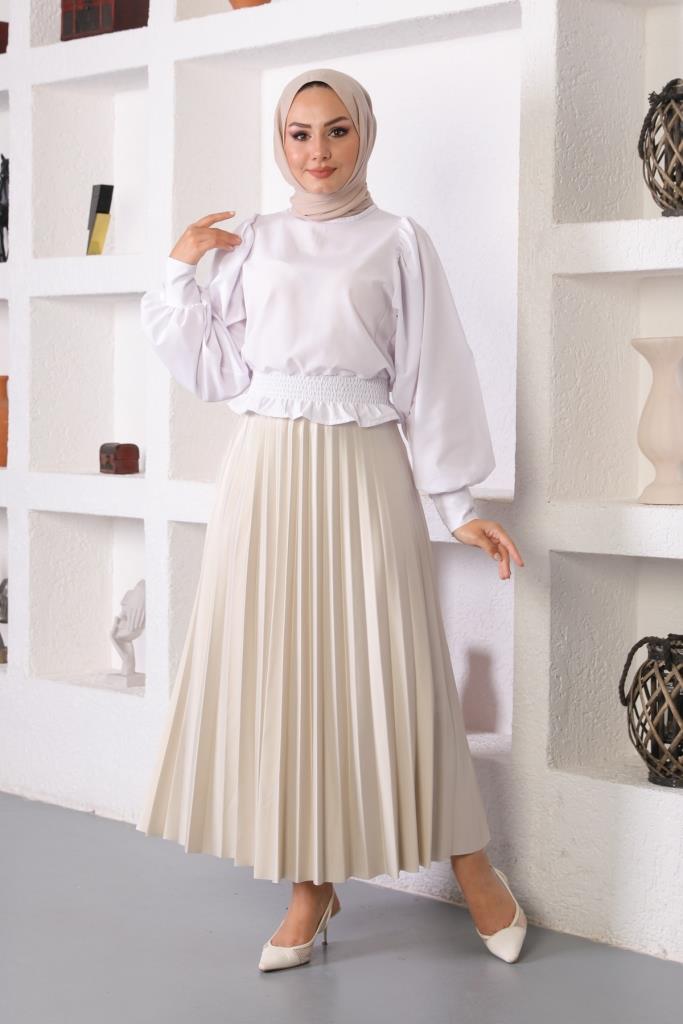 BNG Women Elastic Waist Pleated Hijab Skirt Stone - Clermont