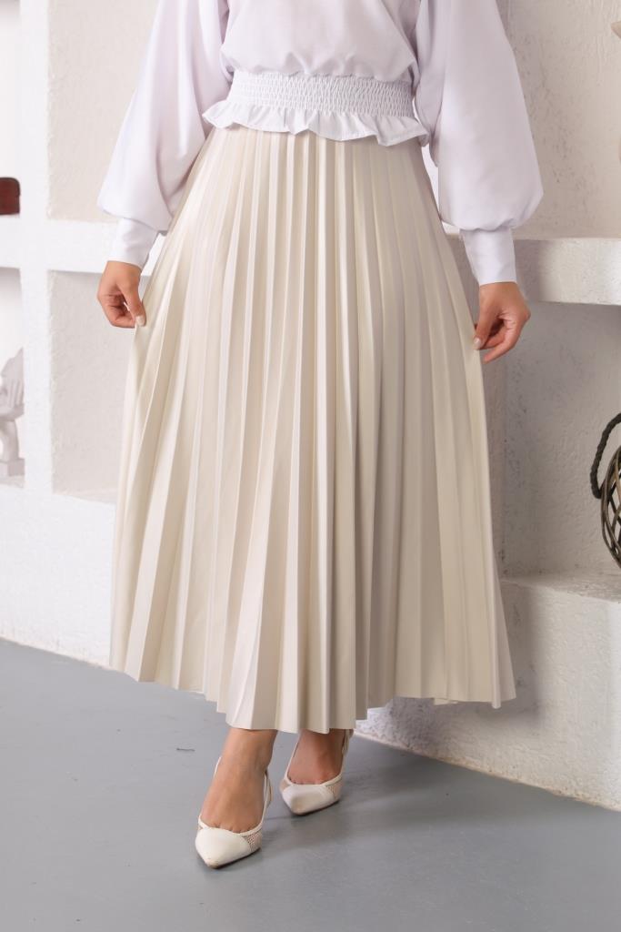 BNG Women Elastic Waist Pleated Hijab Skirt Stone - Clermont