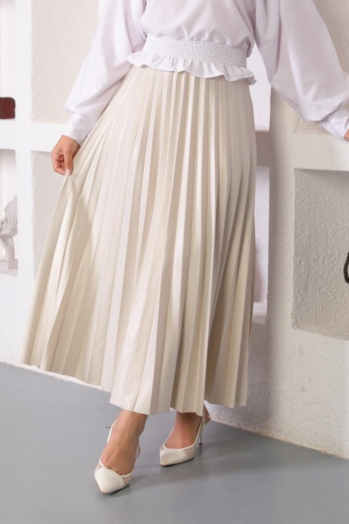 BNG Women Elastic Waist Pleated Hijab Skirt Stone - Clermont