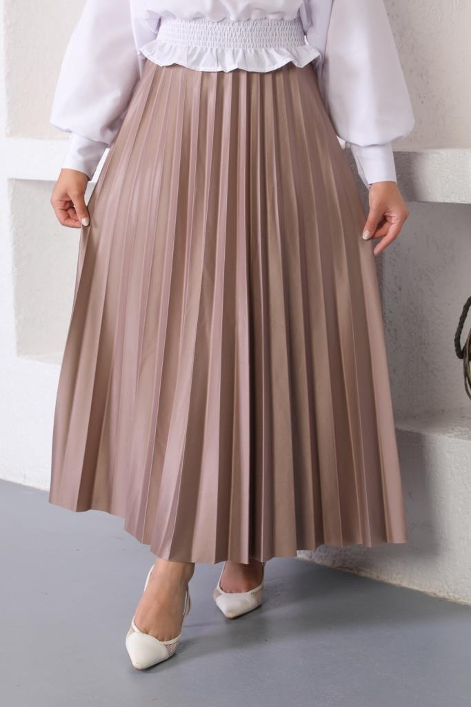 BNG Women Elastic Waist Pleated Hijab Skirt Mink - Clermont