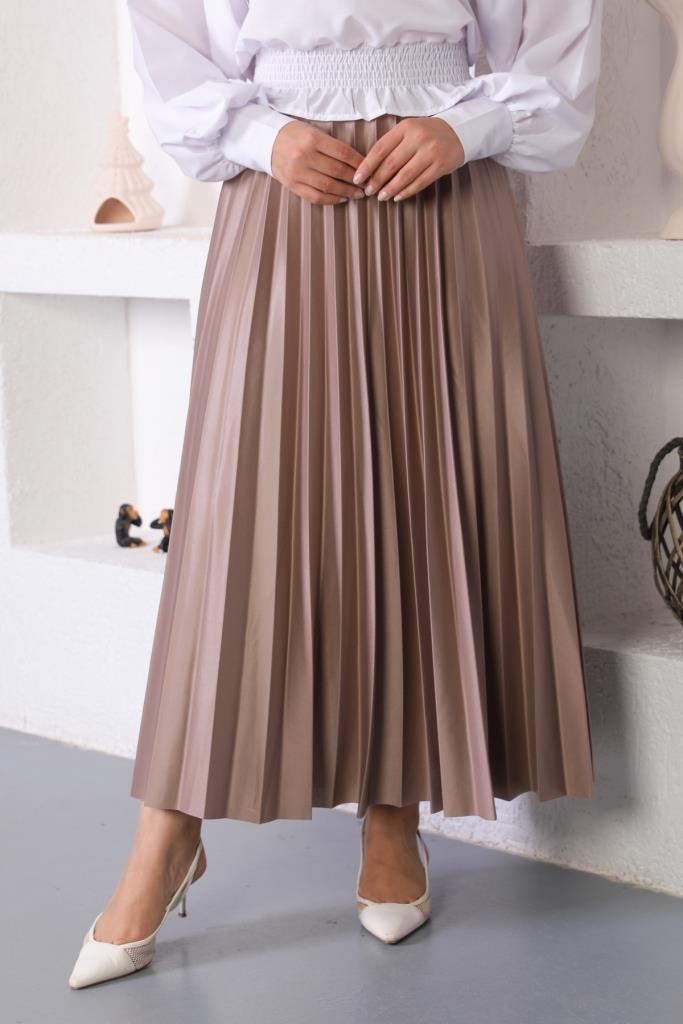 BNG Women Elastic Waist Pleated Hijab Skirt Mink - Clermont