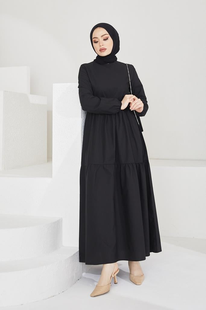 BNG Women Zero Collar Belted Hijab Dress Black - Clermont