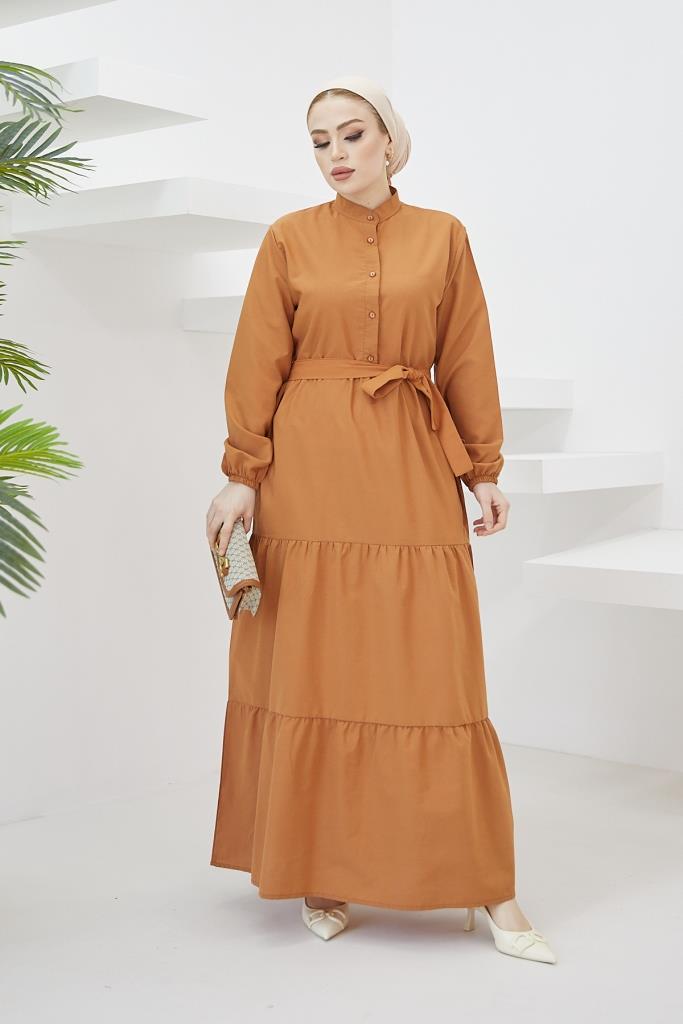 BNG Women Judge Collar Buttoned Hijab Dress Cinnamon - Clermont