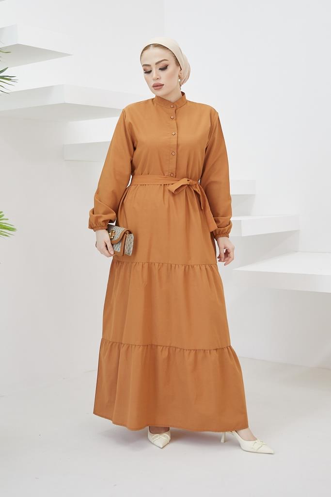 BNG Women Judge Collar Buttoned Hijab Dress Cinnamon - Clermont