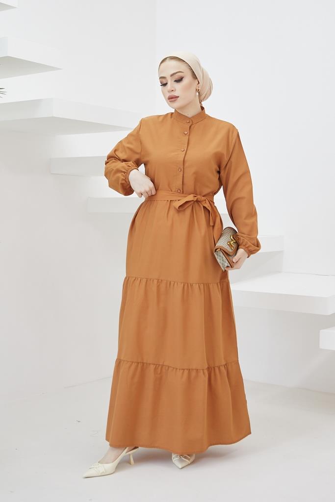 BNG Women Judge Collar Buttoned Hijab Dress Cinnamon - Clermont