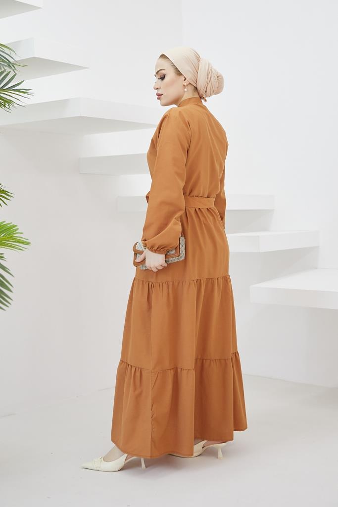 BNG Women Judge Collar Buttoned Hijab Dress Cinnamon - Clermont