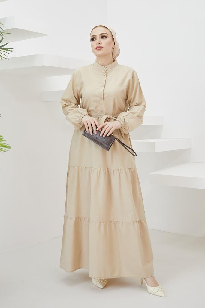 BNG Women Judge Collar Buttoned Hijab Dress Stone - Clermont