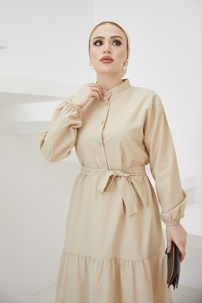BNG Women Judge Collar Buttoned Hijab Dress Stone - Clermont
