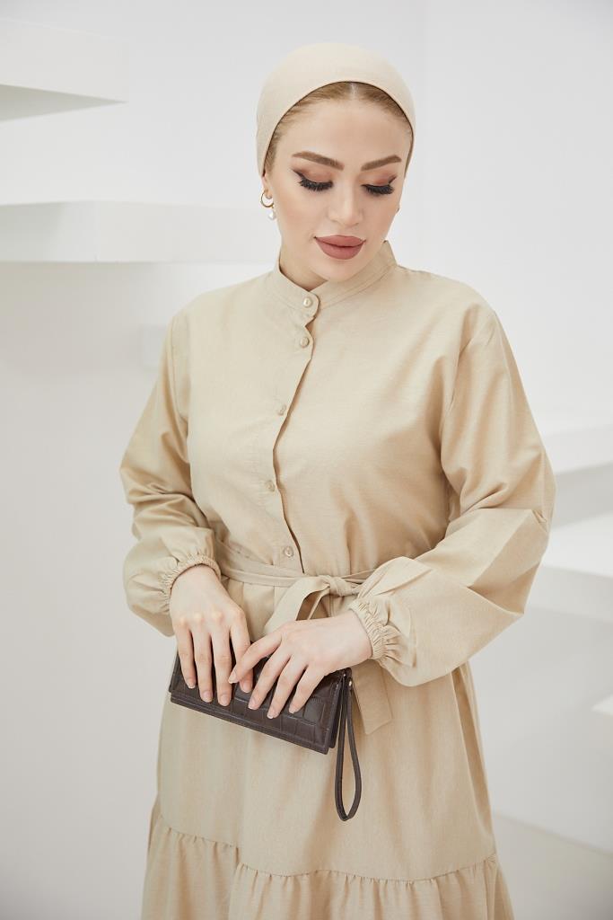 BNG Women Judge Collar Buttoned Hijab Dress Stone - Clermont