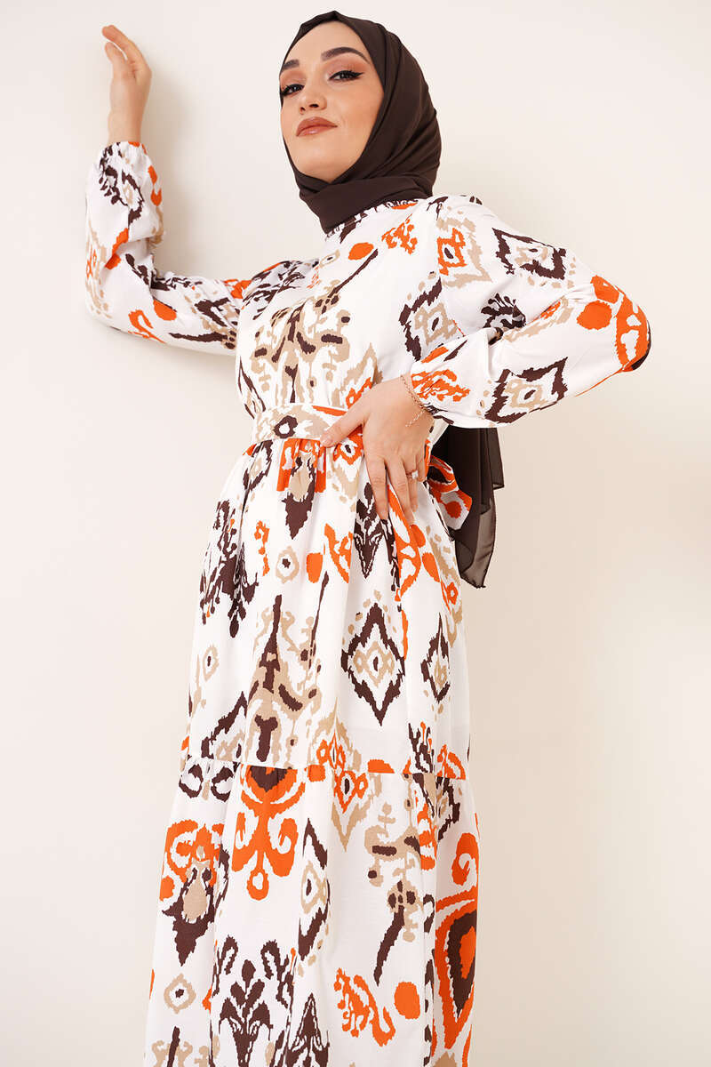 BNG Women Patterned Hijab Dress Brown - Clermont