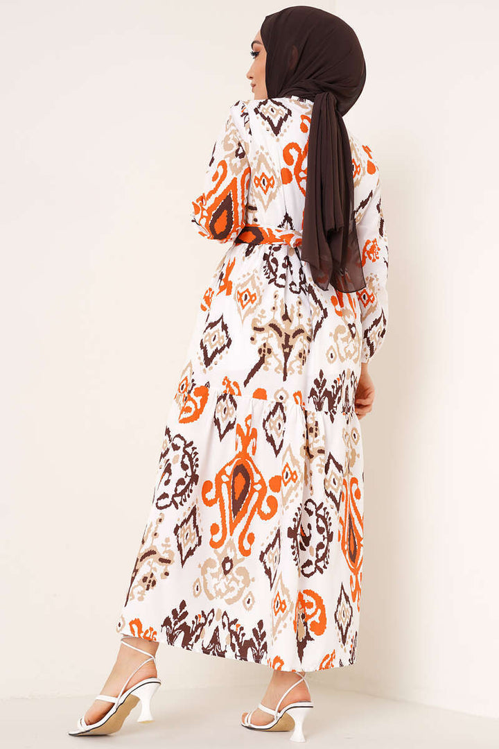 BNG Women Patterned Hijab Dress Brown - Clermont