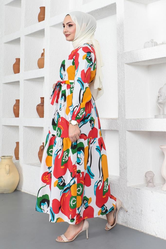 BNG Women Patterned Hijab Dress Orange - Clermont