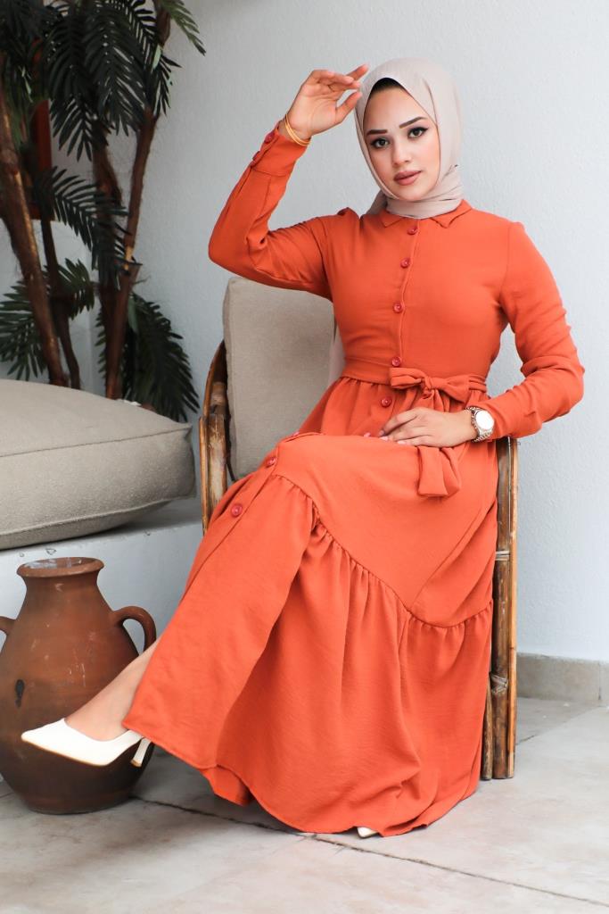 BNG Women Shirt Collar Aerobin Hijab Dress Tile - Clermont