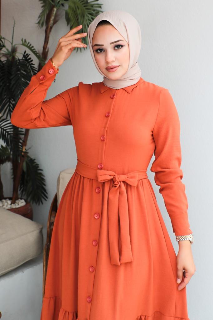 BNG Women Shirt Collar Aerobin Hijab Dress Tile - Clermont
