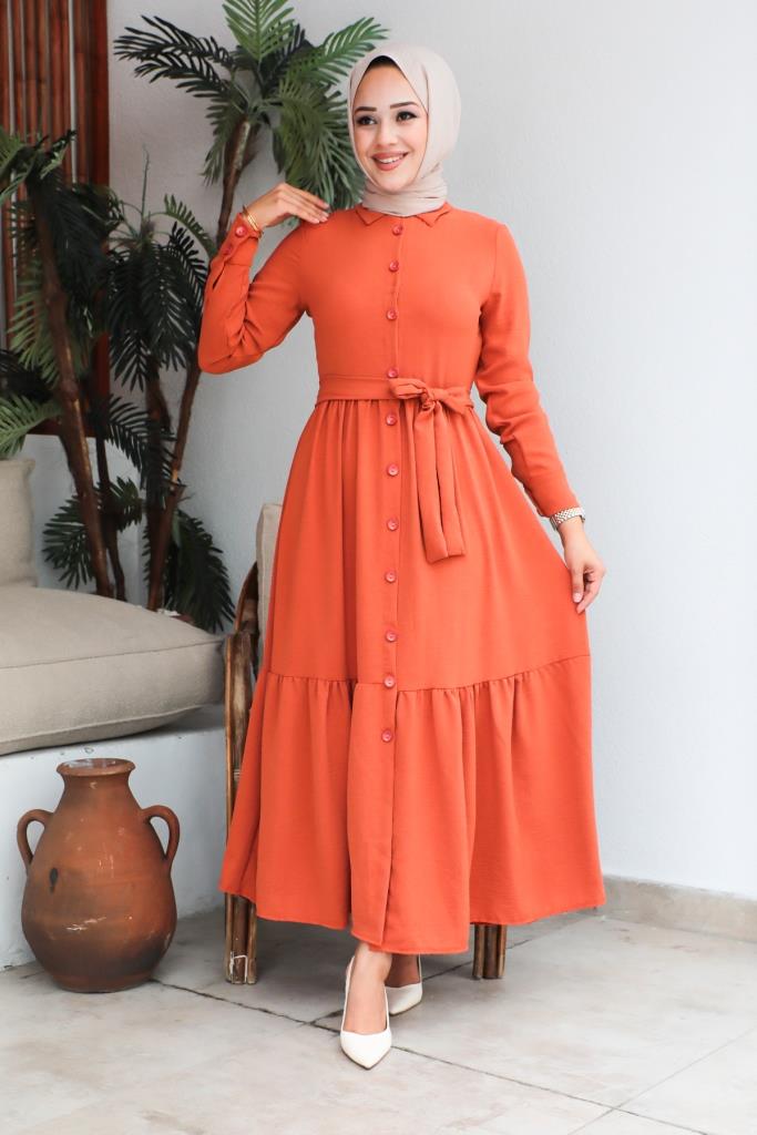 BNG Women Shirt Collar Aerobin Hijab Dress Tile - Clermont