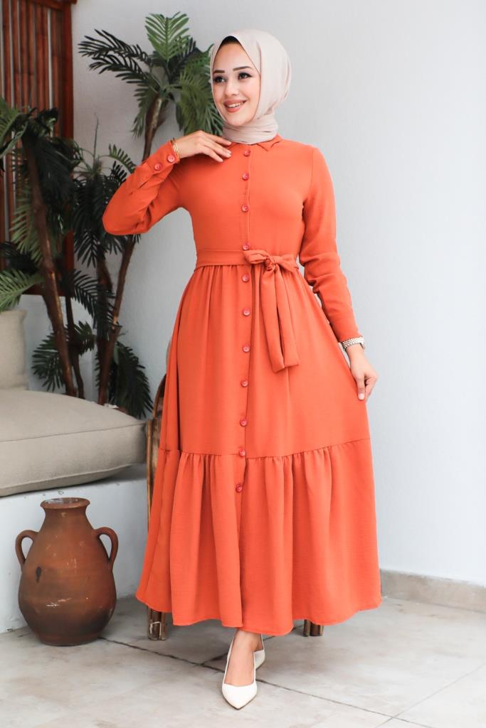 BNG Women Shirt Collar Aerobin Hijab Dress Tile - Clermont