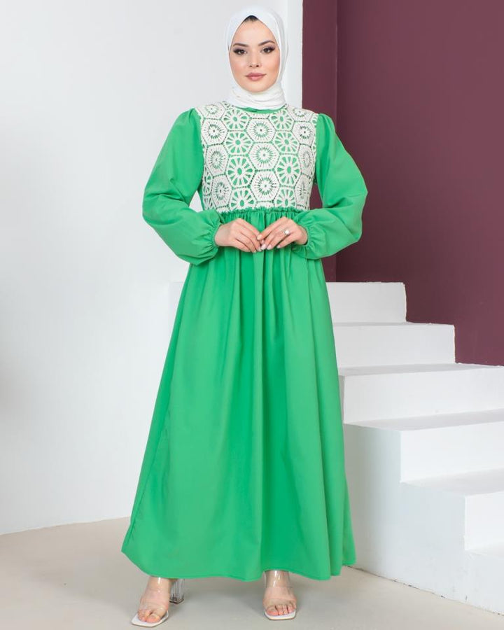 BNG Women Lace Detailed Hijab Dress Green - Clermont