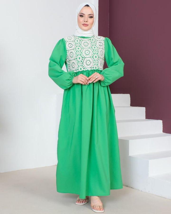 BNG Women Lace Detailed Hijab Dress Green - Clermont
