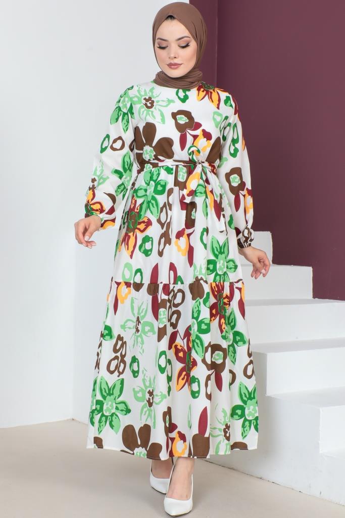 BNG Women Patterned Hijab Dress Brown - Clermont