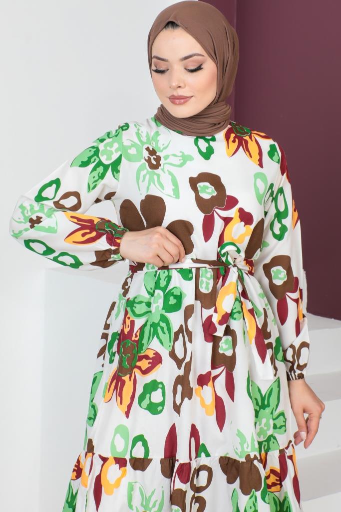 BNG Women Patterned Hijab Dress Brown - Clermont