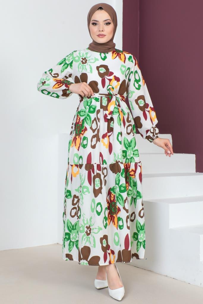 BNG Women Patterned Hijab Dress Brown - Clermont