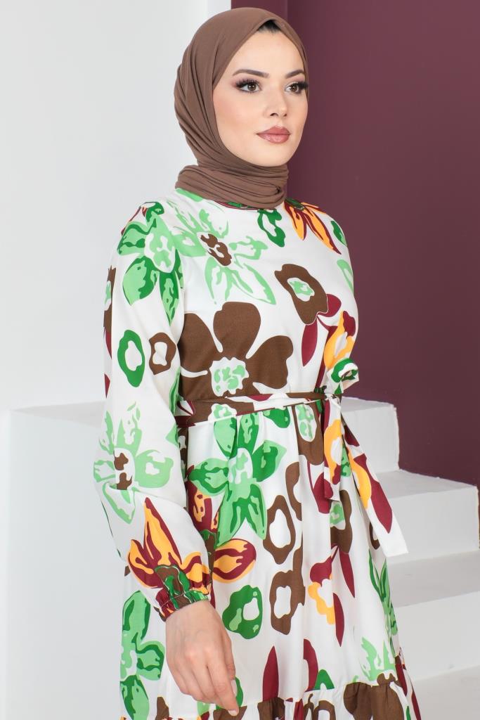 BNG Women Patterned Hijab Dress Brown - Clermont