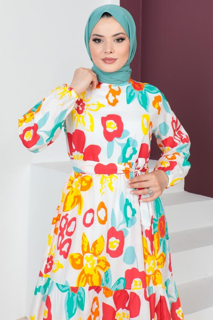 BNG Women Patterned Hijab Dress Red - Clermont