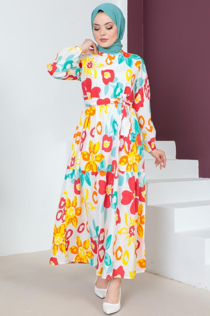 BNG Women Patterned Hijab Dress Red - Clermont
