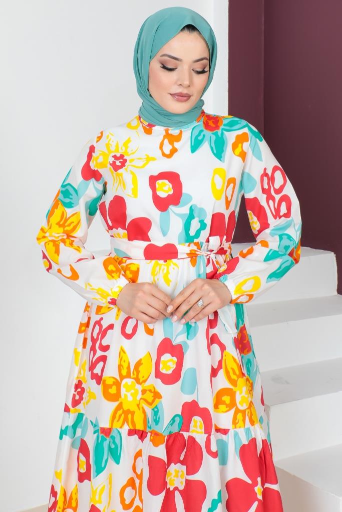 BNG Women Patterned Hijab Dress Red - Clermont