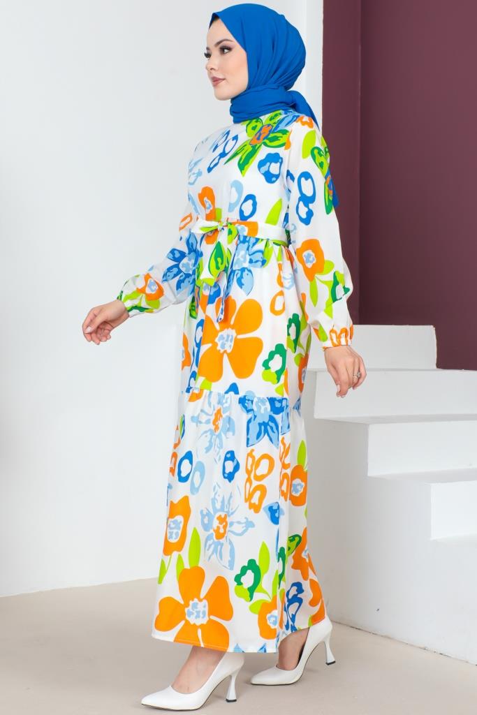 BNG Women Patterned Hijab Dress Blue - Clermont