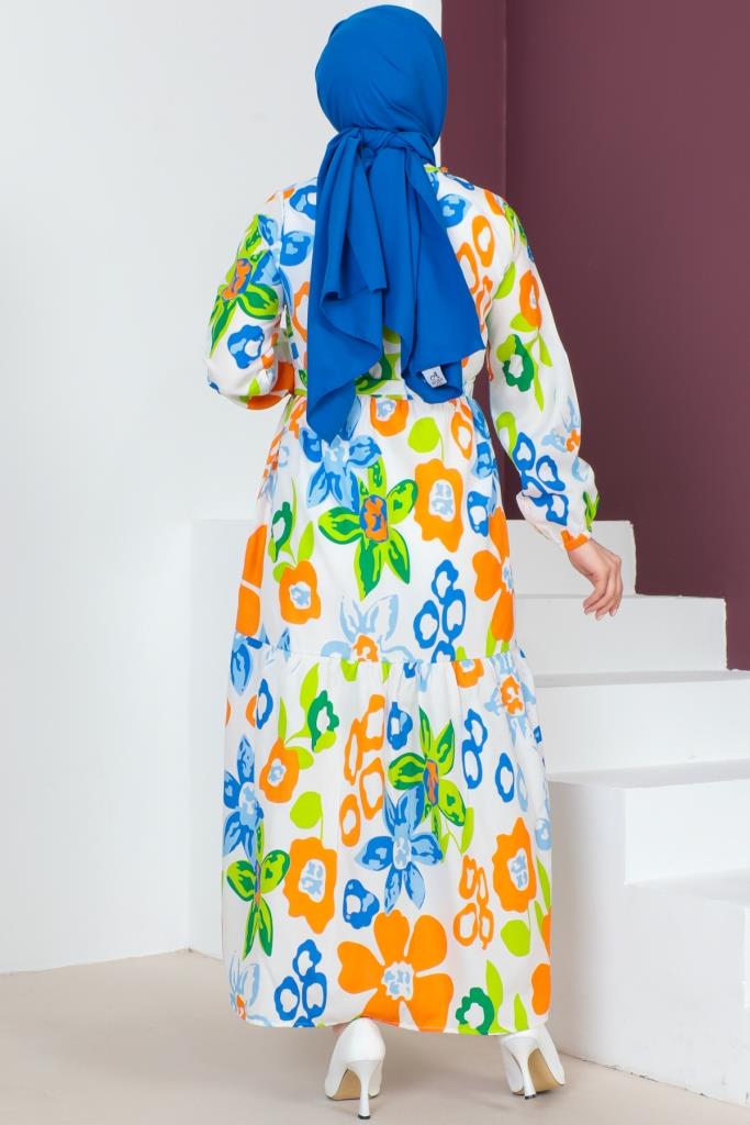 BNG Women Patterned Hijab Dress Blue - Clermont