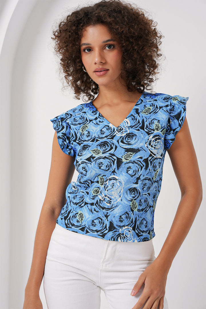 BGD Women Knitted Blouse - Light Blue - Moorpark