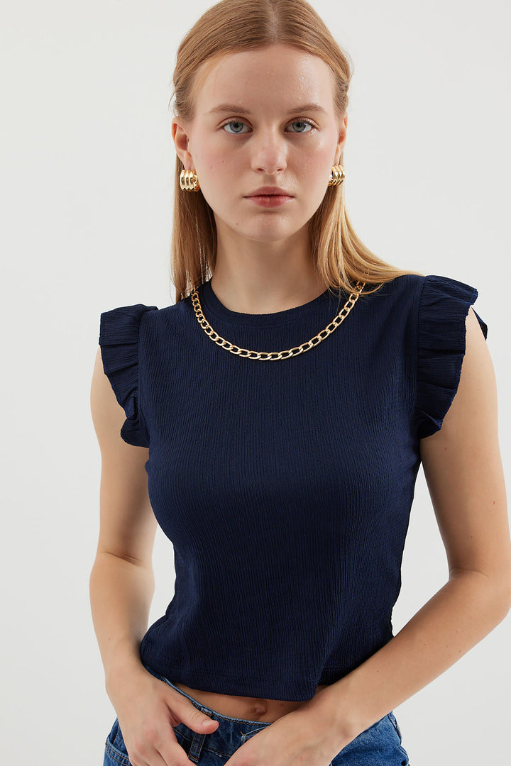 BGD Women Knitted Blouse - Navy Blue - Avondale