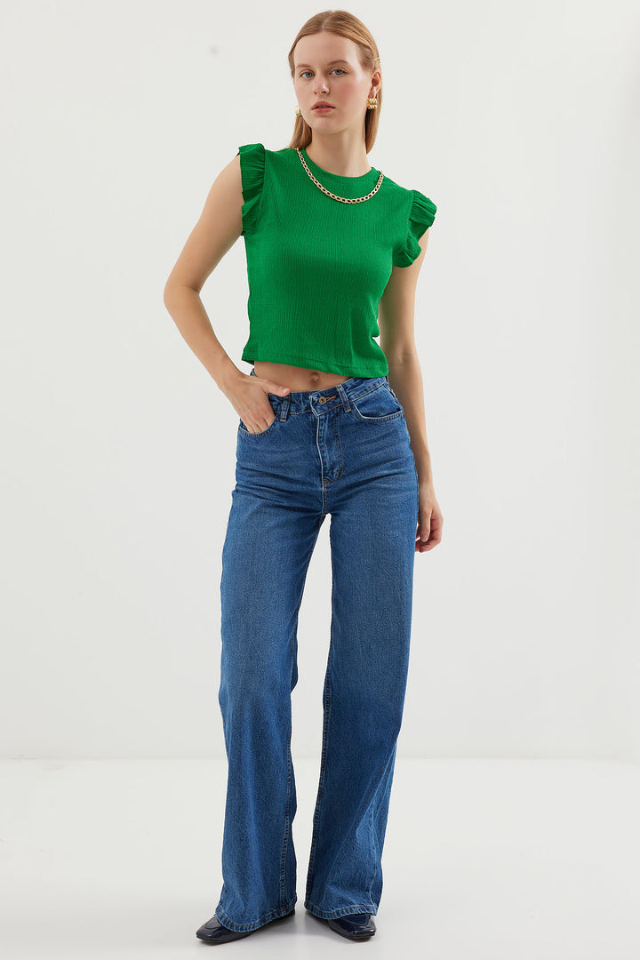 BGD Women Knitted Blouse - Green - Avondale