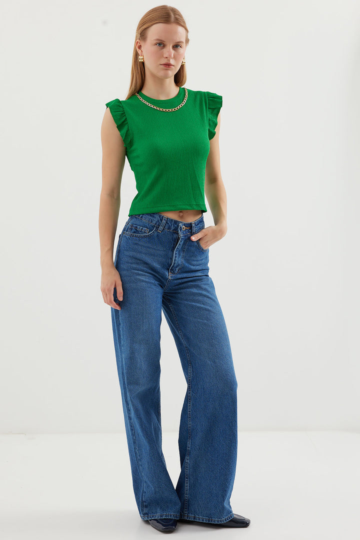 BGD Women Knitted Blouse - Green - Avondale