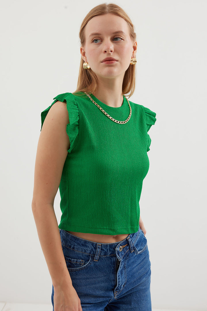 BGD Women Knitted Blouse - Green - Avondale
