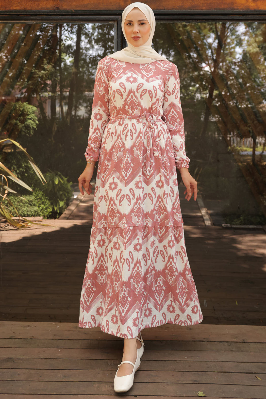 BNG Women Patterned Hijab Dress Pink - Clermont