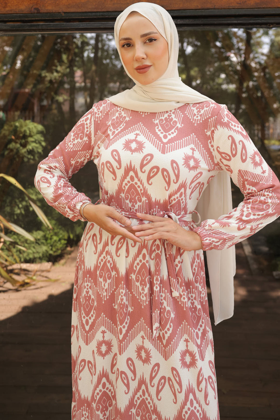 BNG Women Patterned Hijab Dress Pink - Clermont