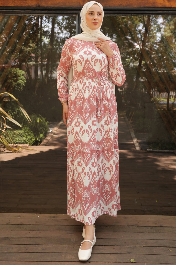 BNG Women Patterned Hijab Dress Pink - Clermont