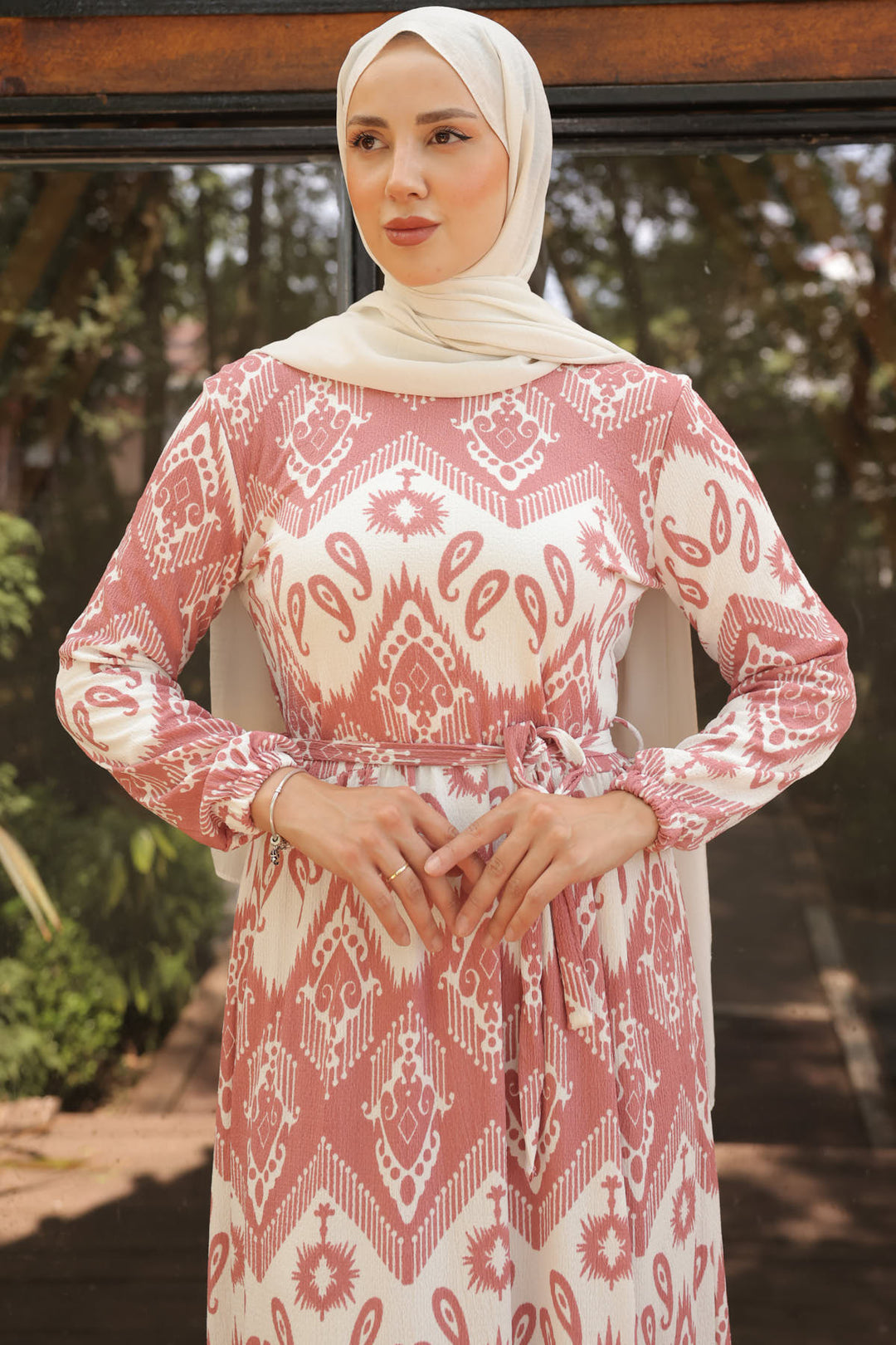 BNG Women Patterned Hijab Dress Pink - Clermont